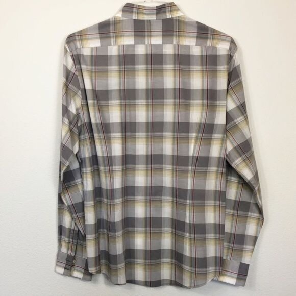 John Varvatos Modern Plaid Button-Down Shirt Cotton Long Sleeve Classic Size M - Picture 3 of 9